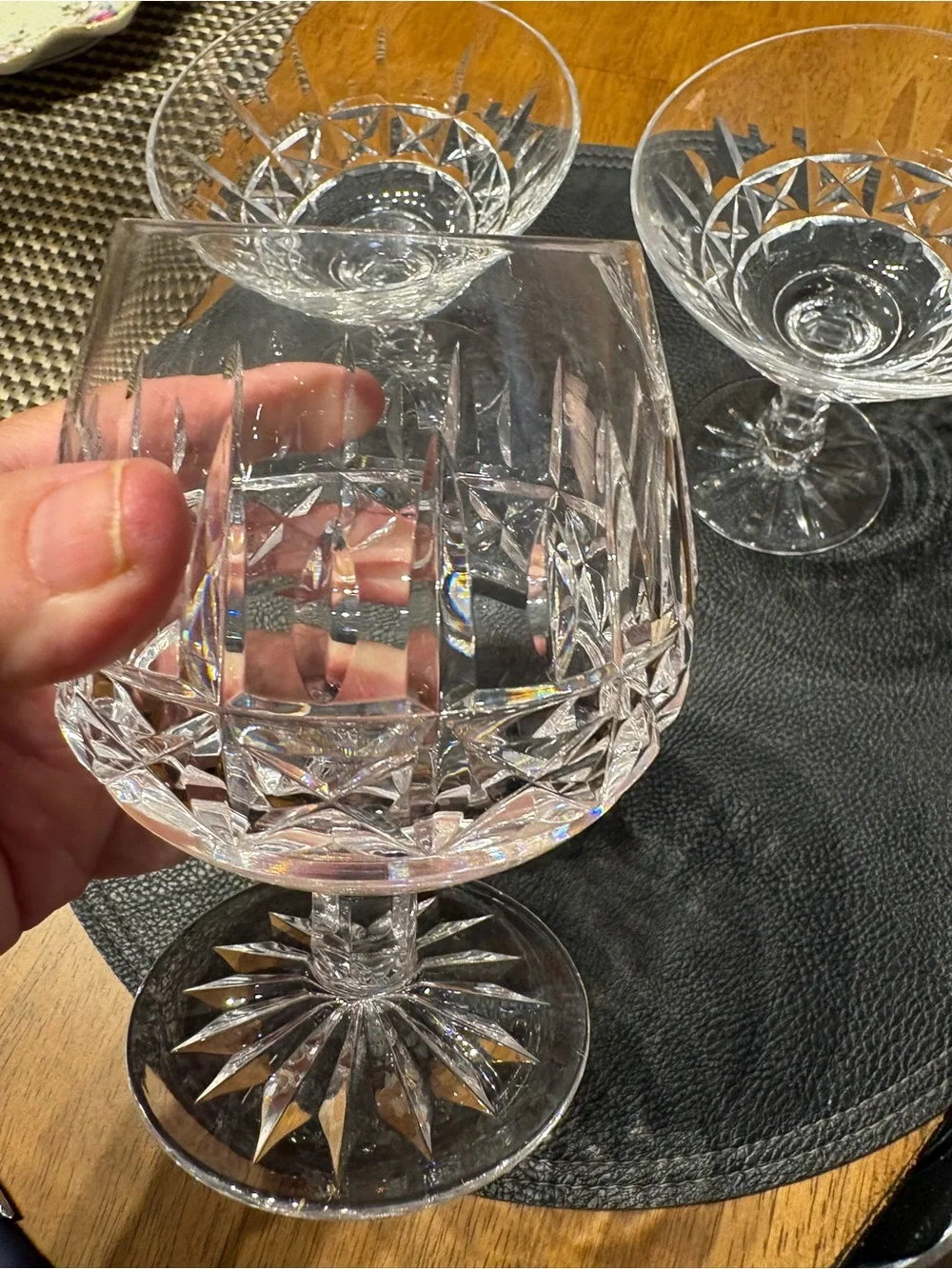 Vintage Waterford Kylemore Crystal 2 cocktail glasses and 1 brandy